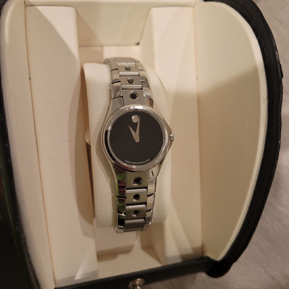 Movado Ladies Sport Edition 84 G4 1843 Black Dial Stainless Steel